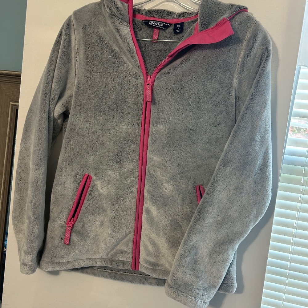 Girls Lands End, super soft, long sleeve zip up hoodie